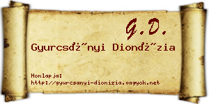 Gyurcsányi Dionízia névjegykártya